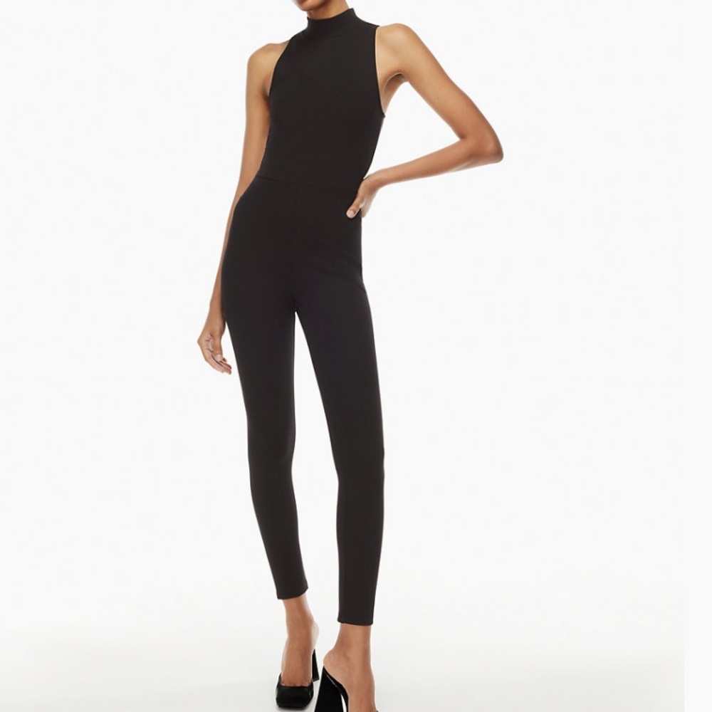 Babaton Black Sleeveless Mock Neck Jumpsuit